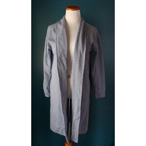 Olive + Oak Long Open Cardigan Lounge Light Blue Cozy Duster Minimalist Size M